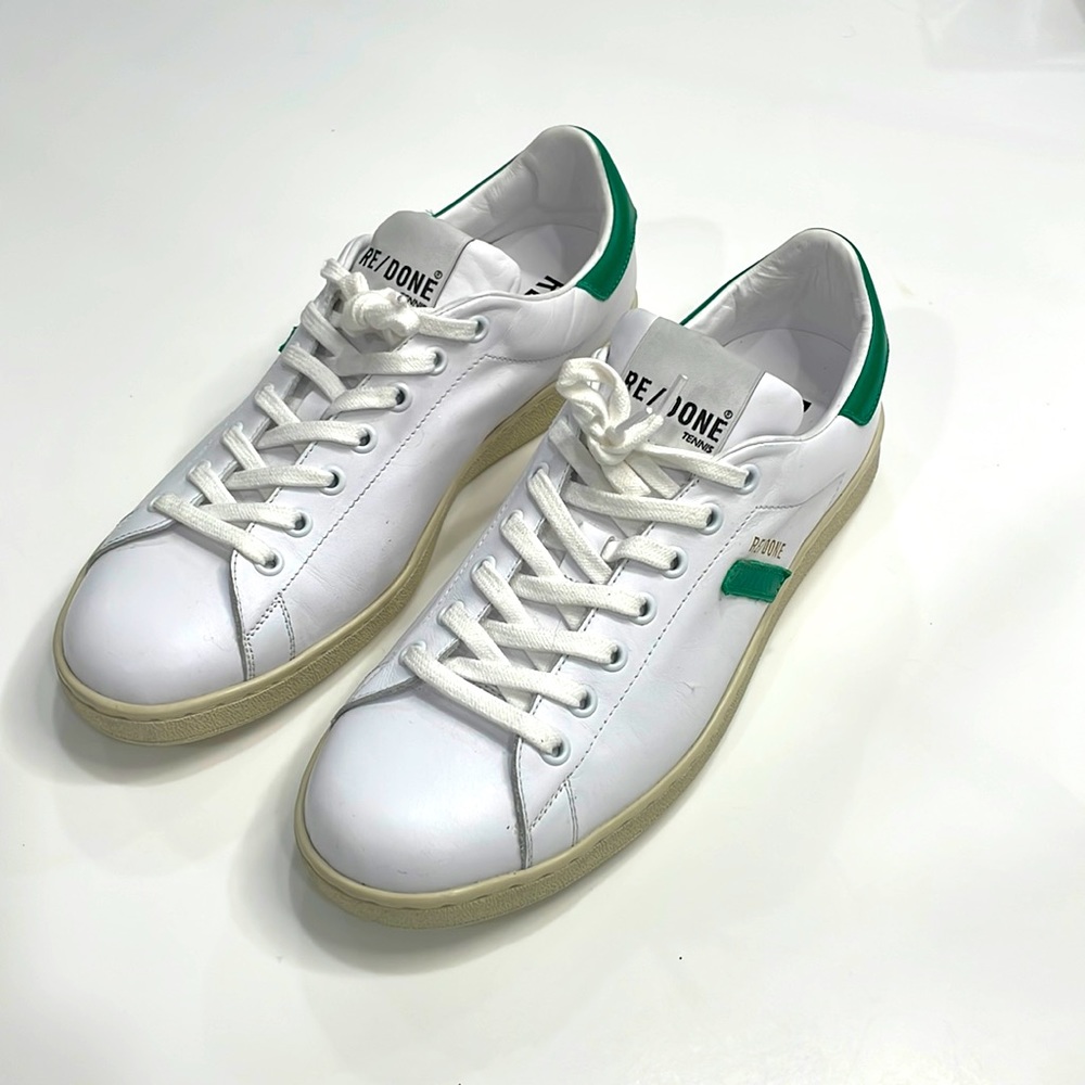 Sold Out Re/Done White 70s Sneakers with Green Tags